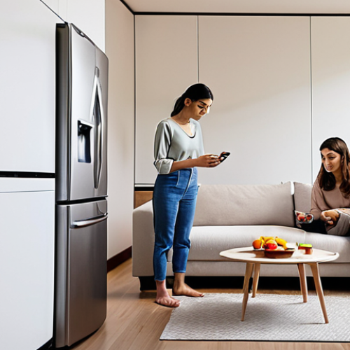 Home 19 Smart Home Convenience**
* Prompt: "A modern Turkish family enjoying their smart home. Show a sleek, minimalist kitchen with a smart refrigerator displaying recipes, a robot vacuum cleaning the living room, and a parent controlling the smart lights with a smartphone. Focus on the comfort and ease technology brings to daily life."
**